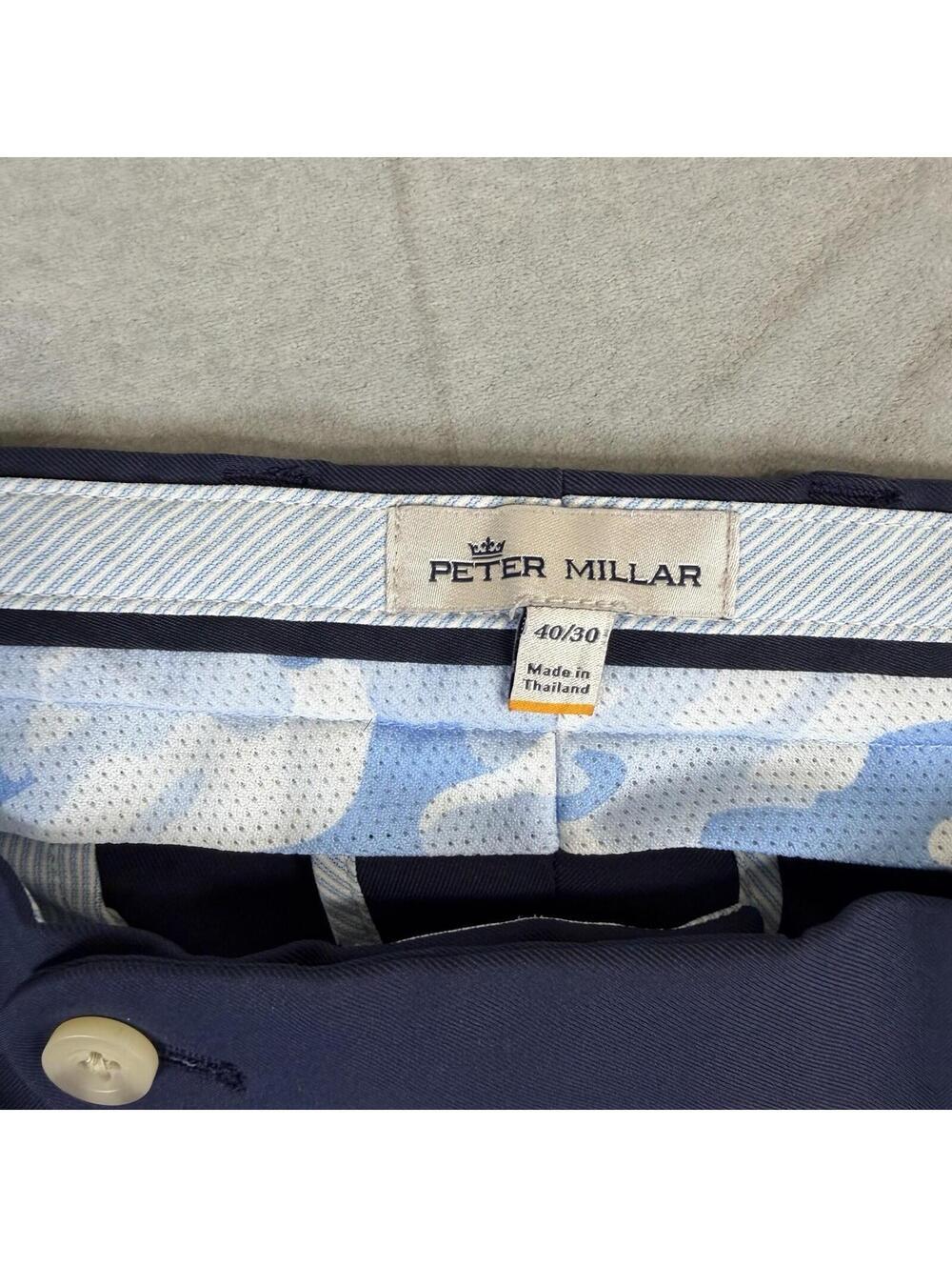 Peter Millar Pants Mens 40x30 Navy Durham High Drape Performance Crown Golf EB78 - Picture 5 of 7